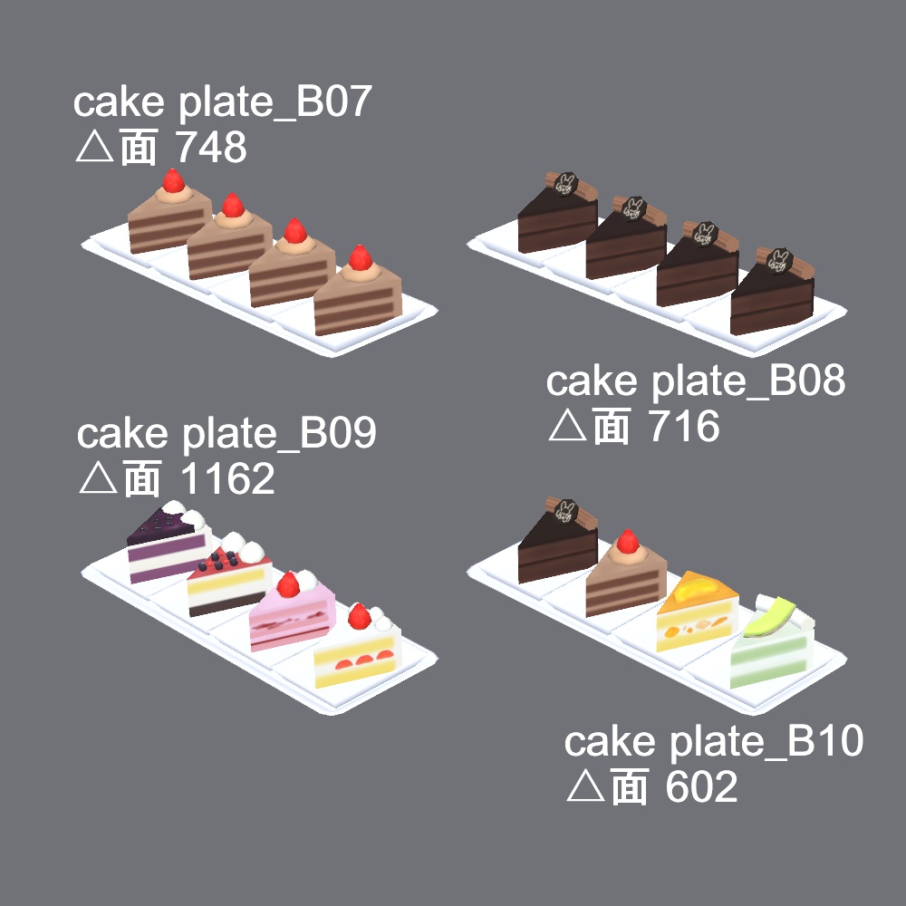 【3Dモデル】ケーキセット(デコレーション付き)