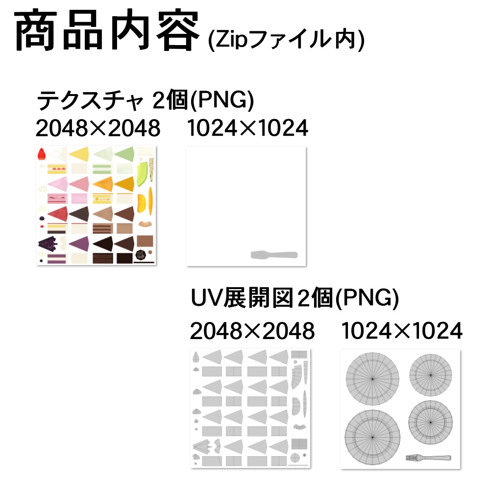 【3Dモデル】ケーキセット(デコレーション付き)