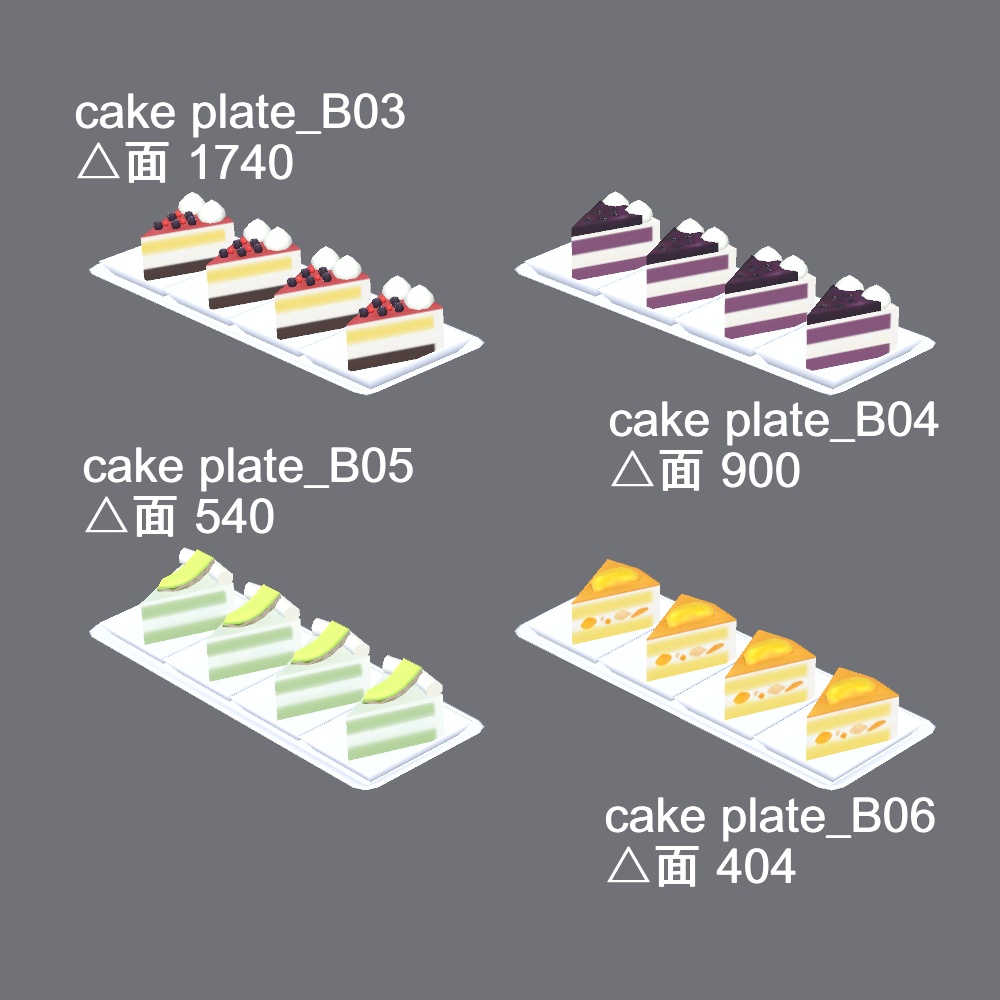 【3Dモデル】ケーキセット(デコレーション付き)