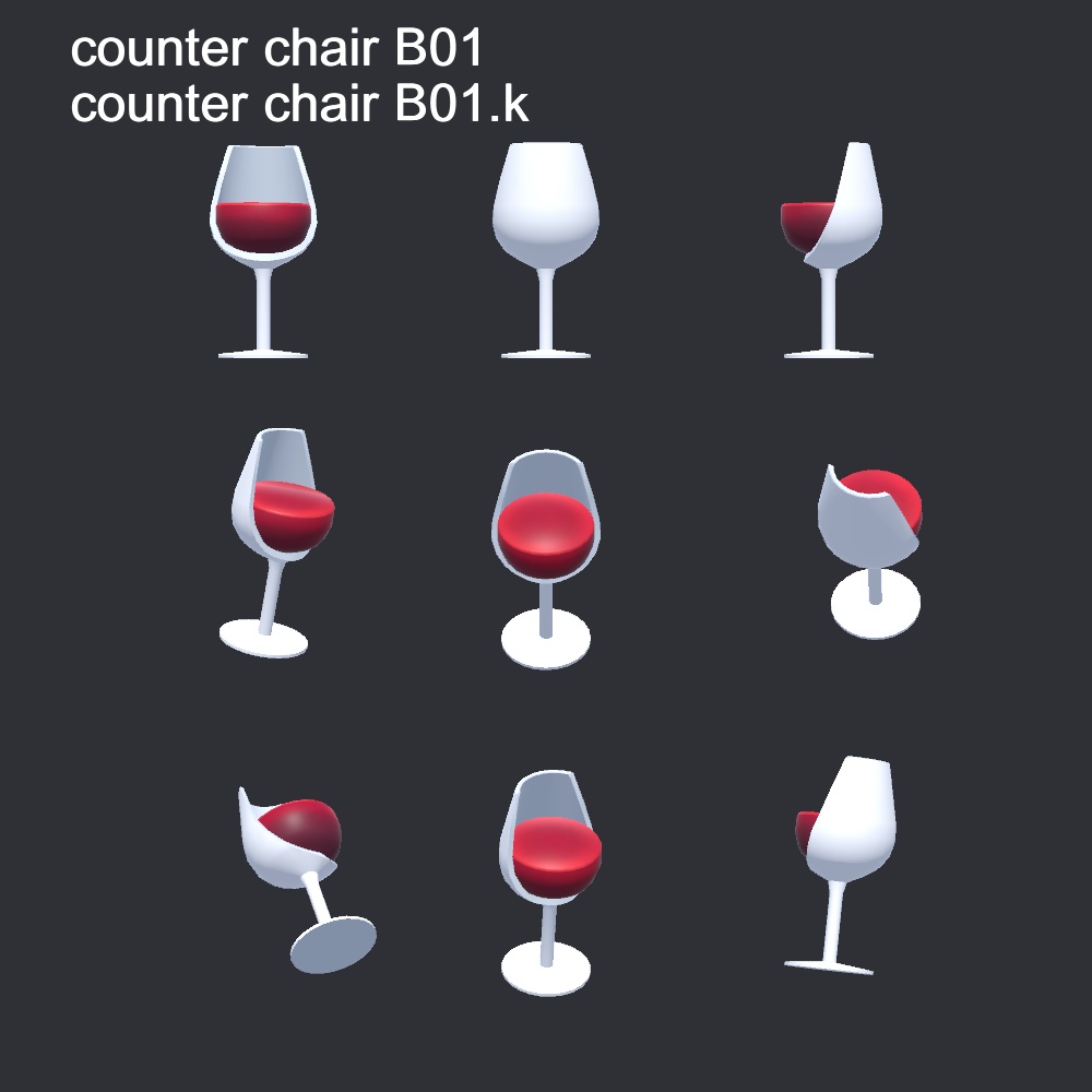 【3Dモデル】お酒のカウンターチェア(カウンター付き)