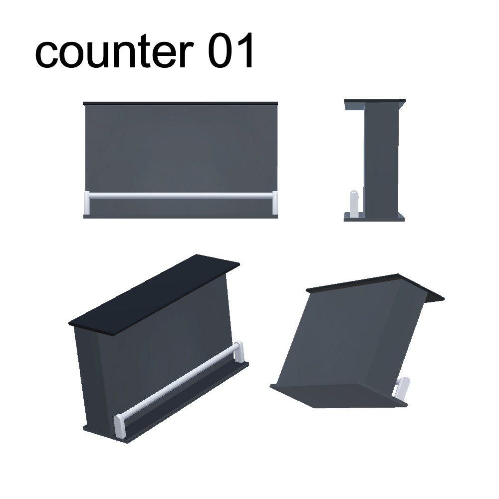 【3Dモデル】お酒のカウンターチェア(カウンター付き)