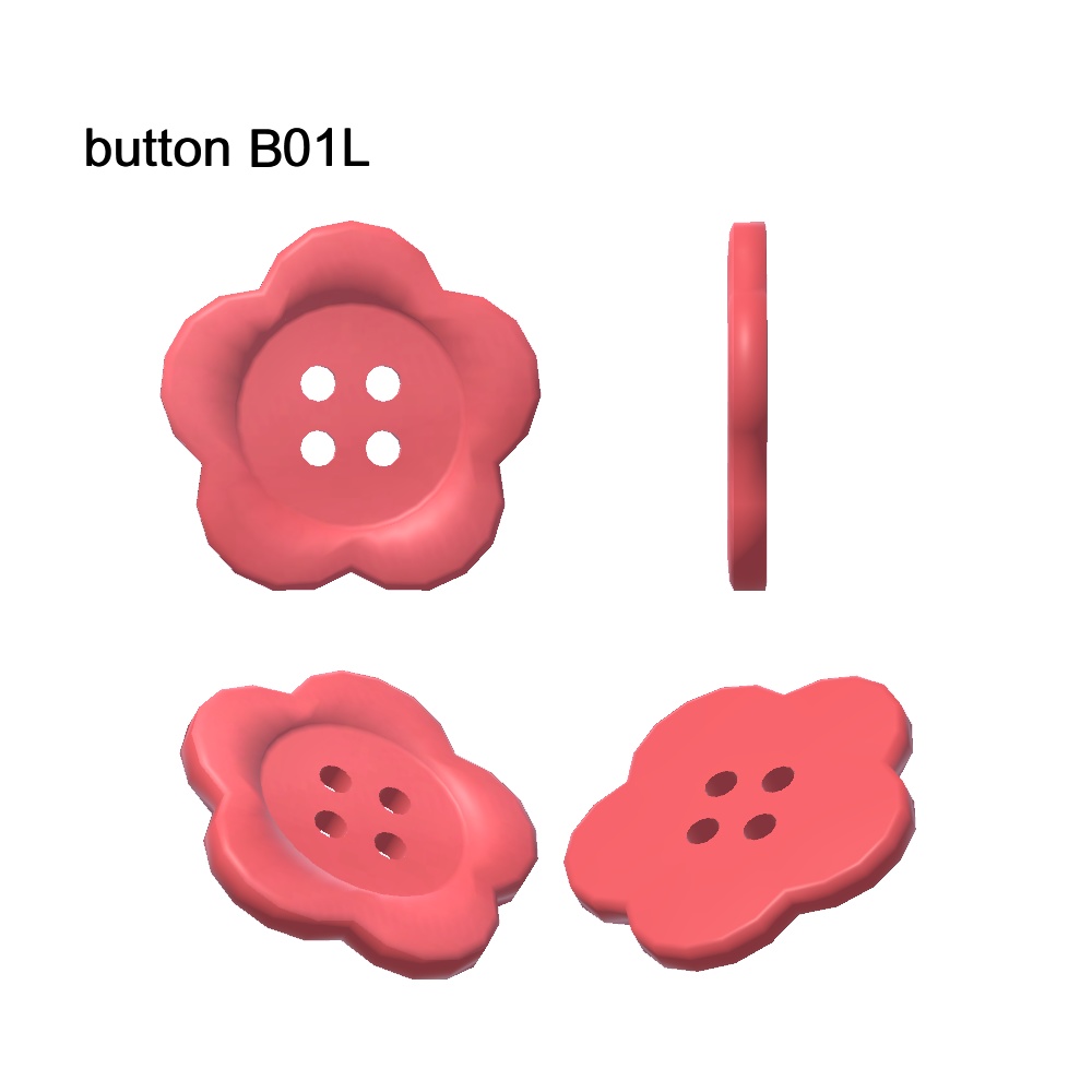 【3Dモデル】お洋服につける留め具ボタンセット