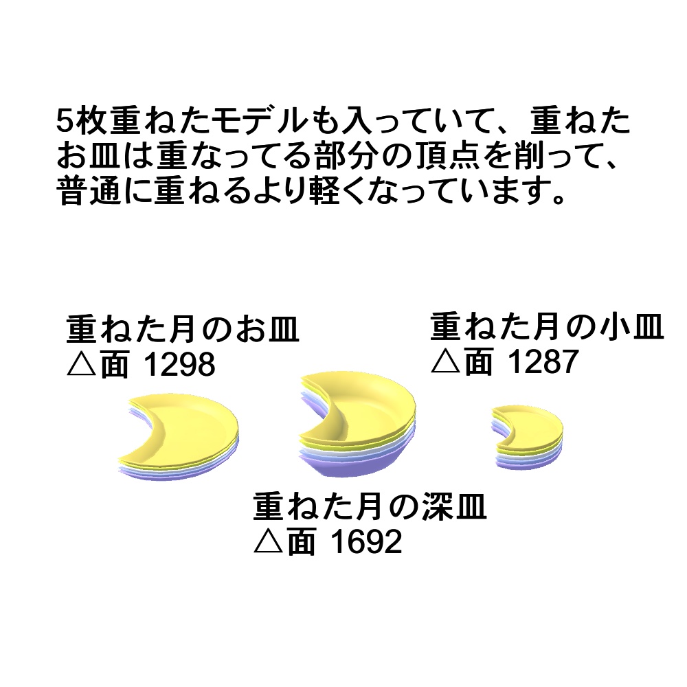 【3Dモデル】月のお皿とトレイセット