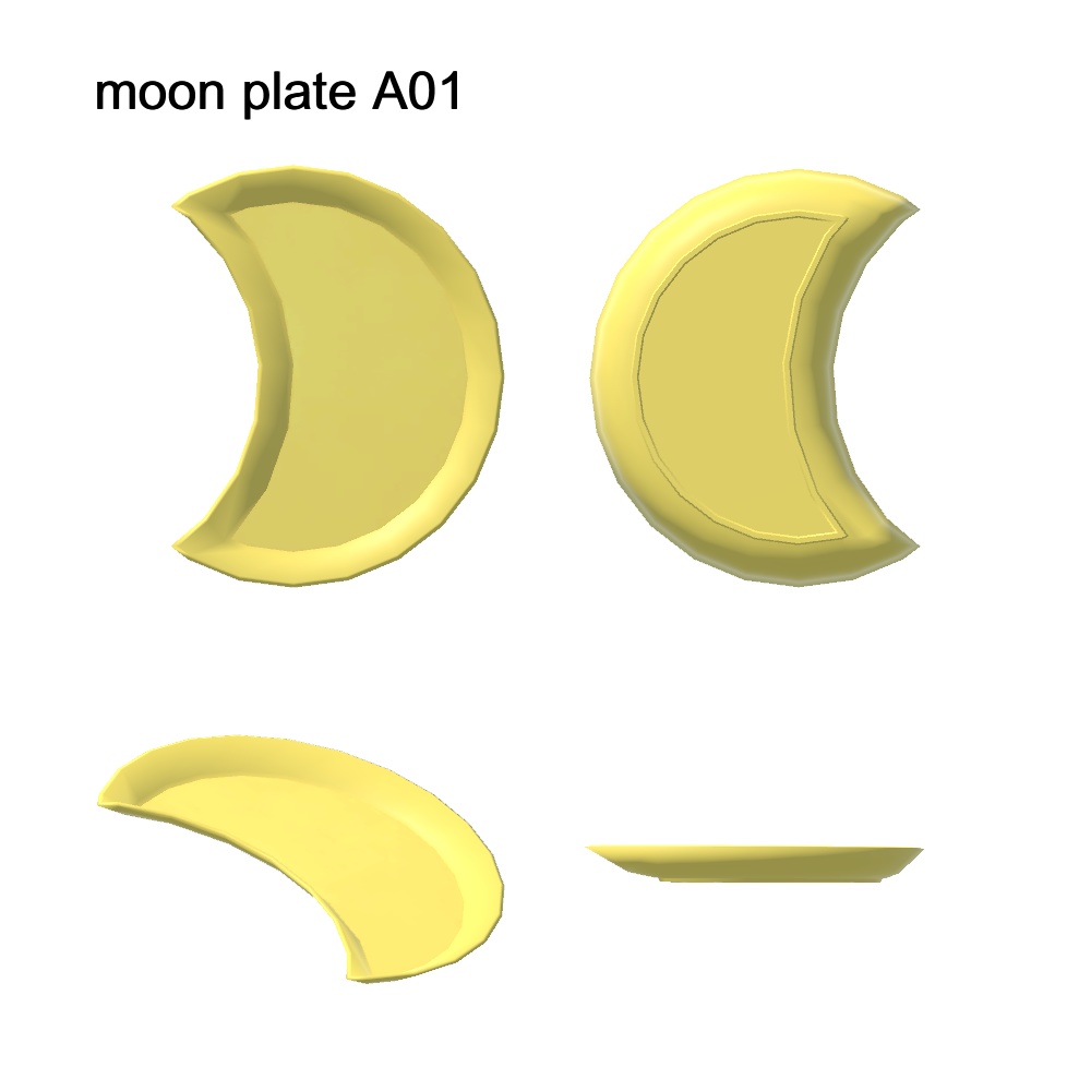 【3Dモデル】月のお皿とトレイセット