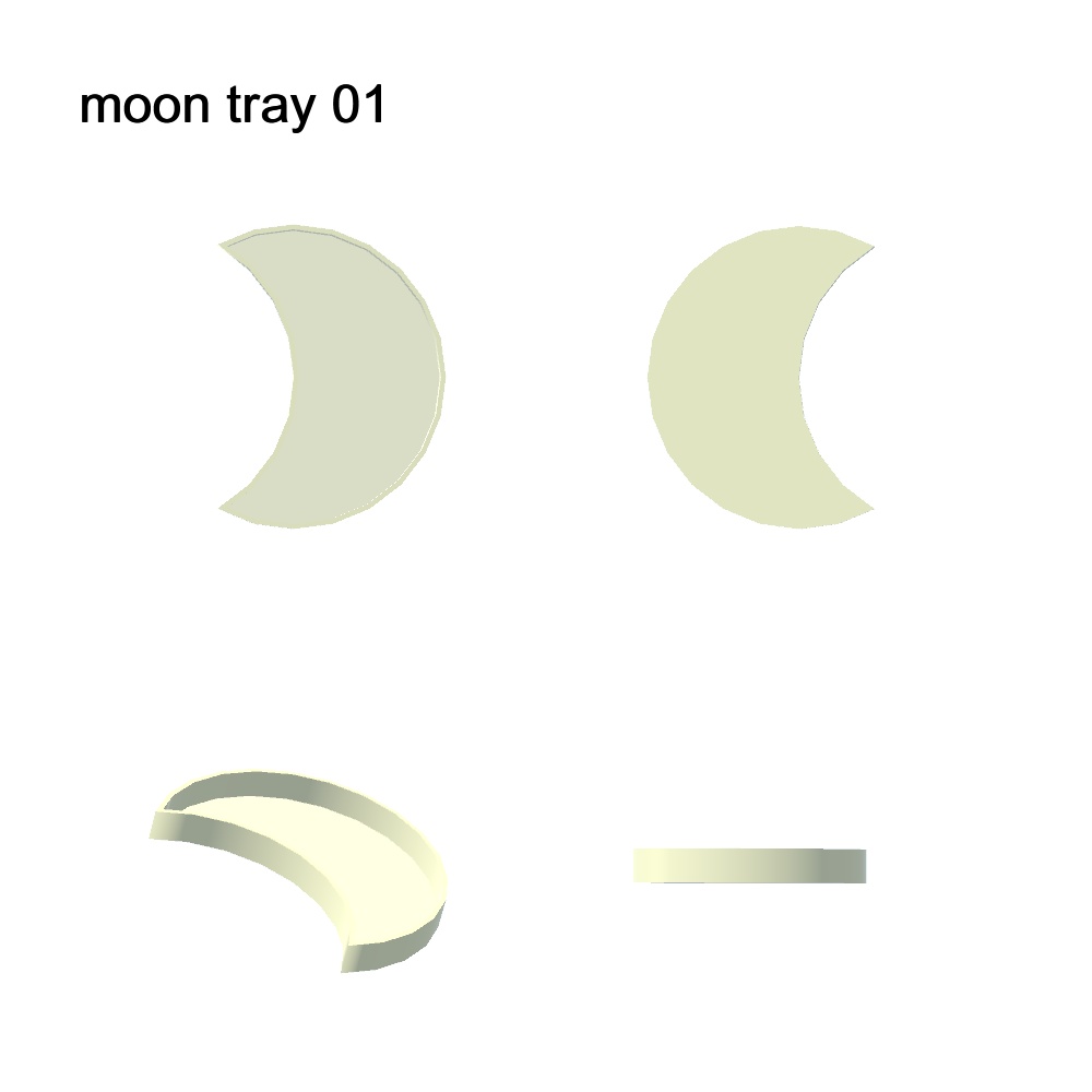 【3Dモデル】月のお皿とトレイセット