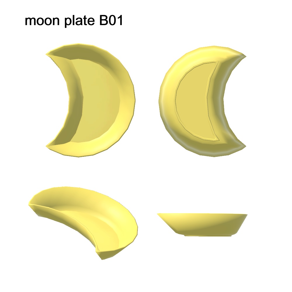 【3Dモデル】月のお皿とトレイセット