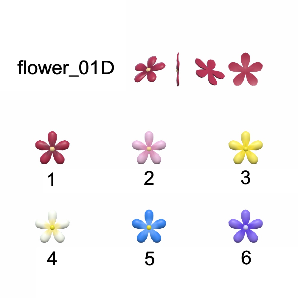 【3Dモデル】花飾りセット01