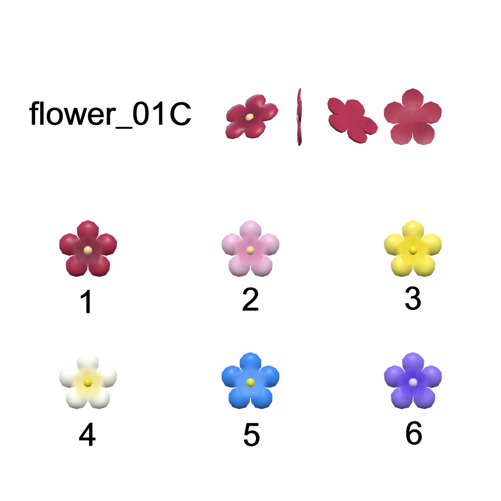 【3Dモデル】花飾りセット01