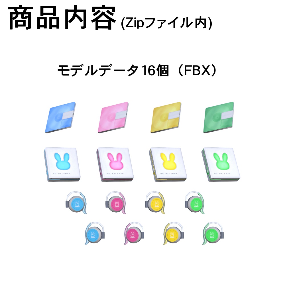 【3Dモデル】MDとプレーヤー、ヘッドホンセット