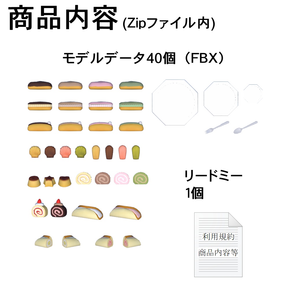 【3Dモデル】3時のおやつデザートセット