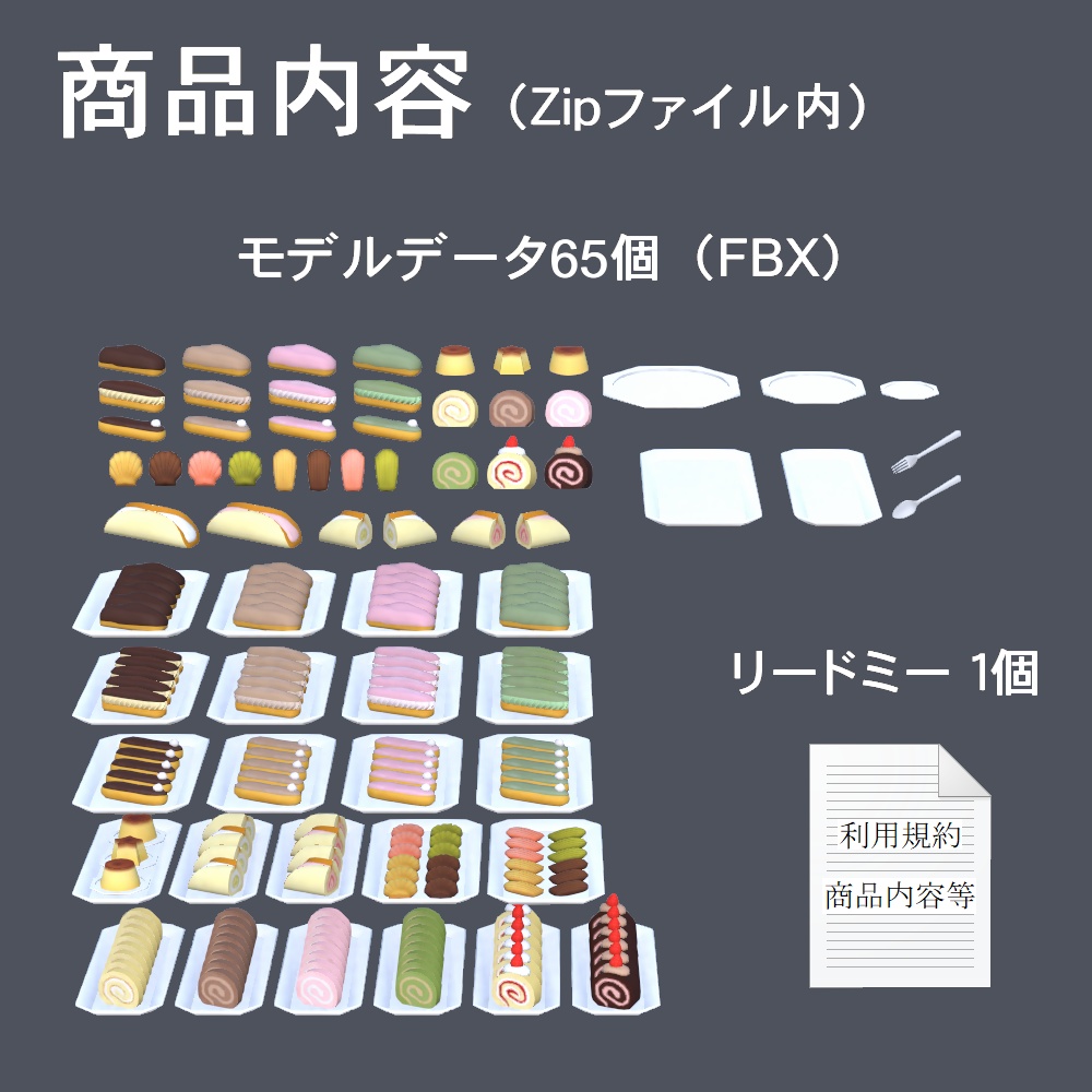 【3Dモデル】3時のおやつデザートセット