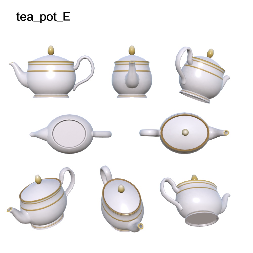 【3Dモデル】パステルカラーのティーポット・ティーカップセット