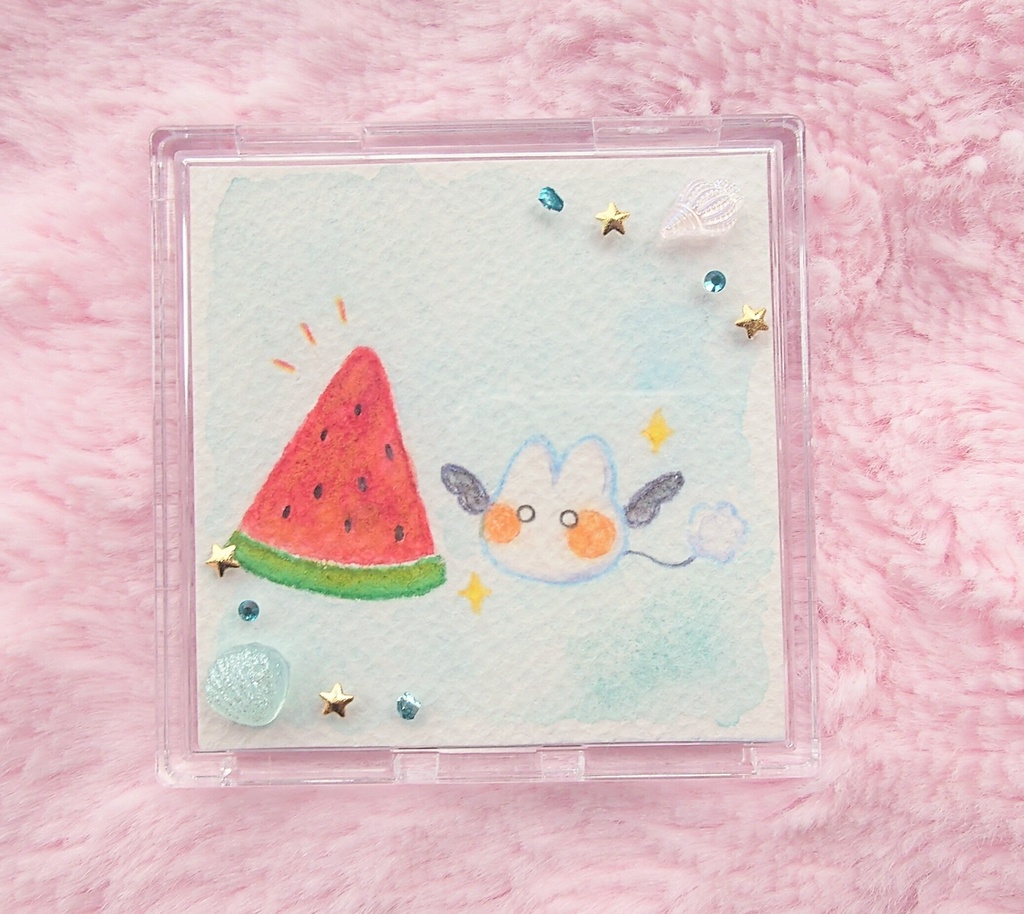 【ミニ原画】ぽわちゃんとスイカ🍉