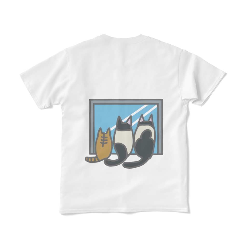 外を眺める3匹Tシャツ