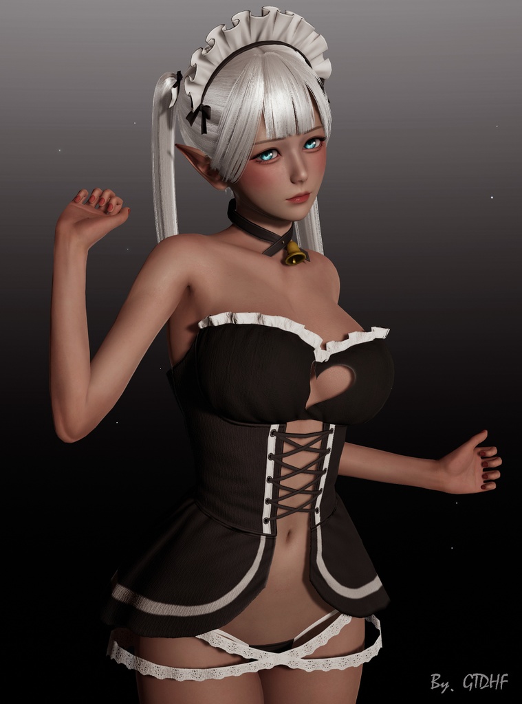 No. 7 “黑精灵女仆” Honey Select 2 HS2 キャラクターカード Character Cards Graphics Preset