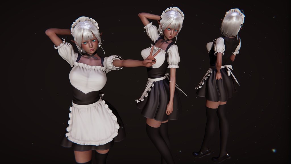 No. 7 “黑精灵女仆” Honey Select 2 HS2 キャラクターカード Character Cards Graphics Preset  - gtdhf - BOOTH