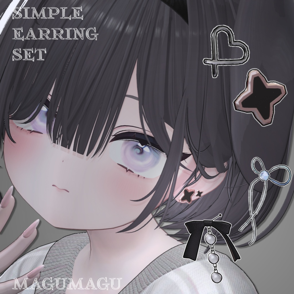 【 無料/Freeあり 】Simple earring set【VRC想定】