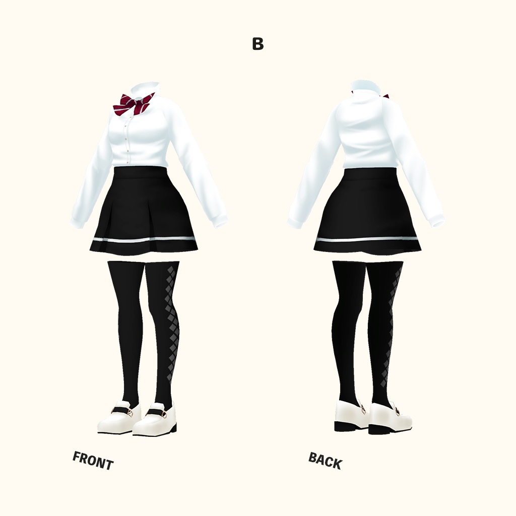 「舞夜」専用【3D衣装モデル】弥生高校制服A / 弥生高校制服B