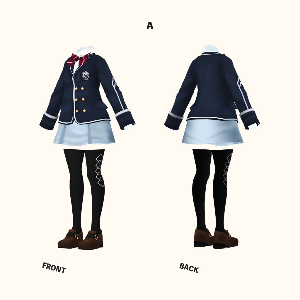 「舞夜」専用【3D衣装モデル】弥生高校制服A / 弥生高校制服B