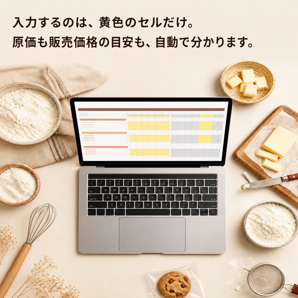 お菓子屋さんの値付けOS|焼き菓子・パンの原価・利益計算 Excel
