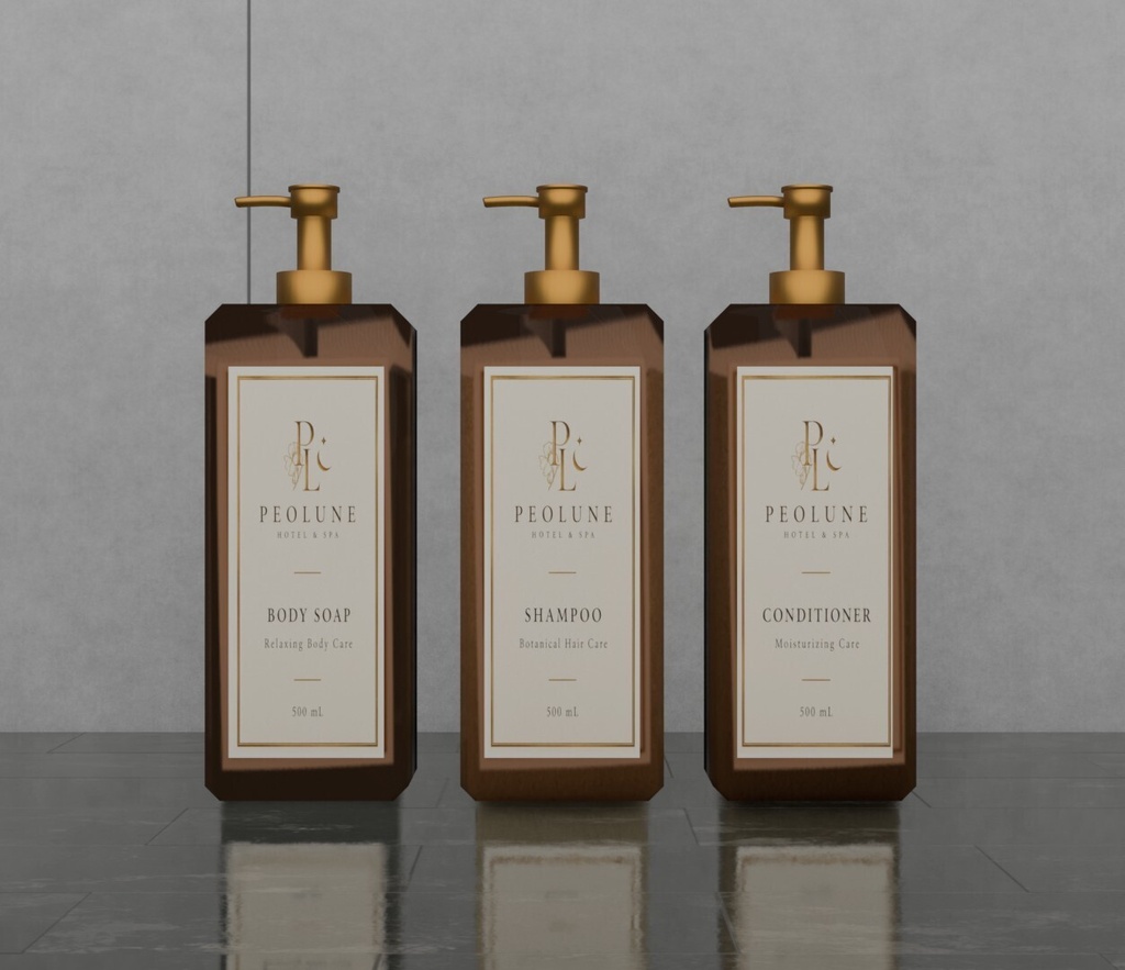 【3Dモデル】シャンプー、トリートメントボトルセット Bottle Set