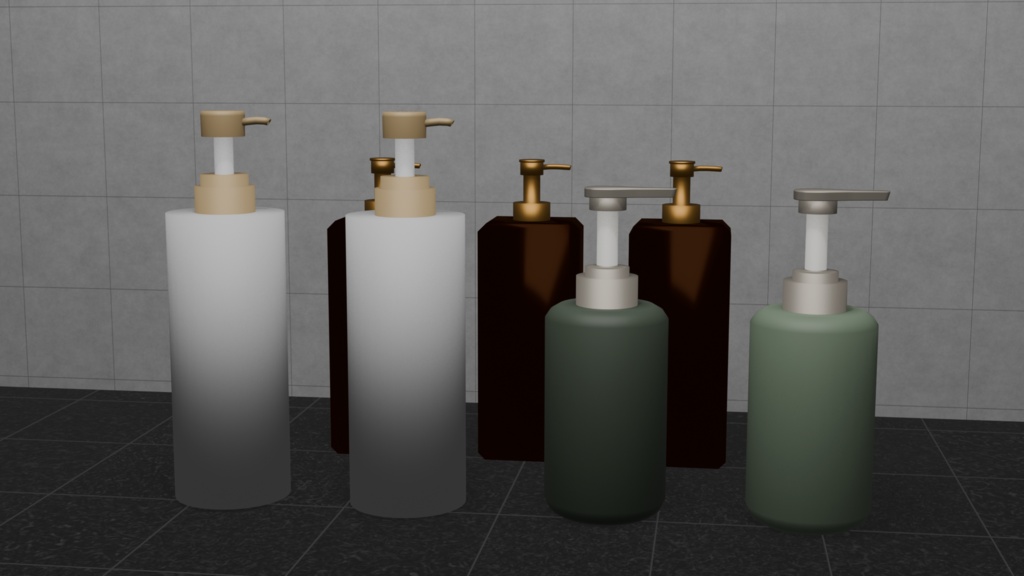 【3Dモデル】シャンプー、トリートメントボトルセット Bottle Set | Blender