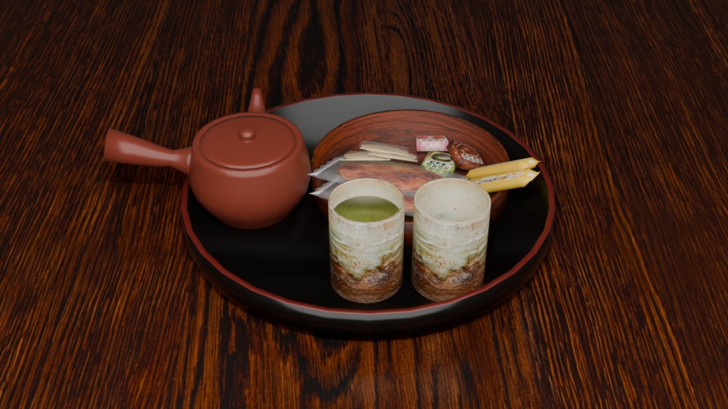 【3Dモデル】おばあちゃんちの茶菓子セット TeaSnackSet