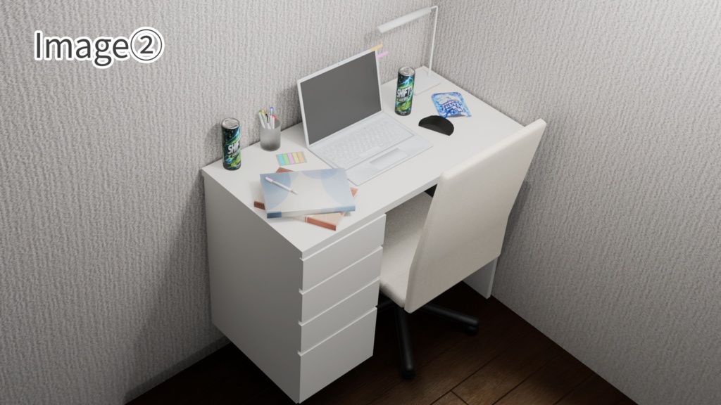 【3Dモデル】課題締切間際の大学生の机セット StudentDeskSet