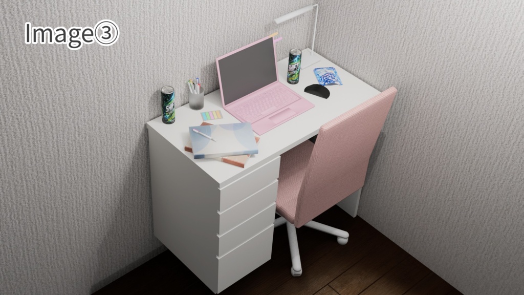 【3Dモデル】課題締切間際の大学生の机セット StudentDeskSet