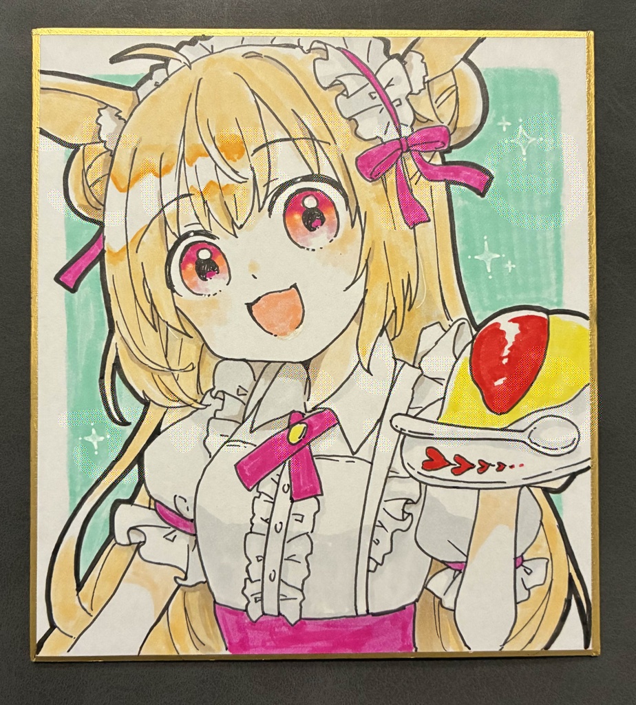 直筆原画ミニ色紙(オムライス)