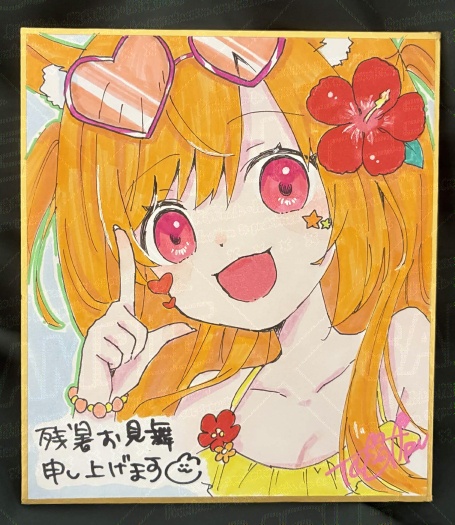 直筆原画ミニ色紙(ハイビスカス)