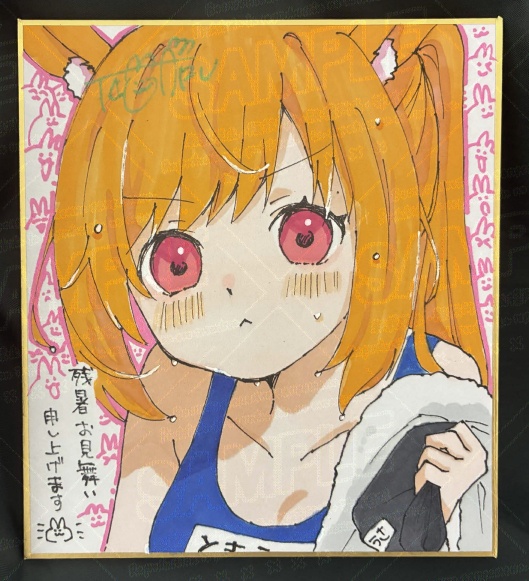 直筆原画ミニ色紙(スク水)
