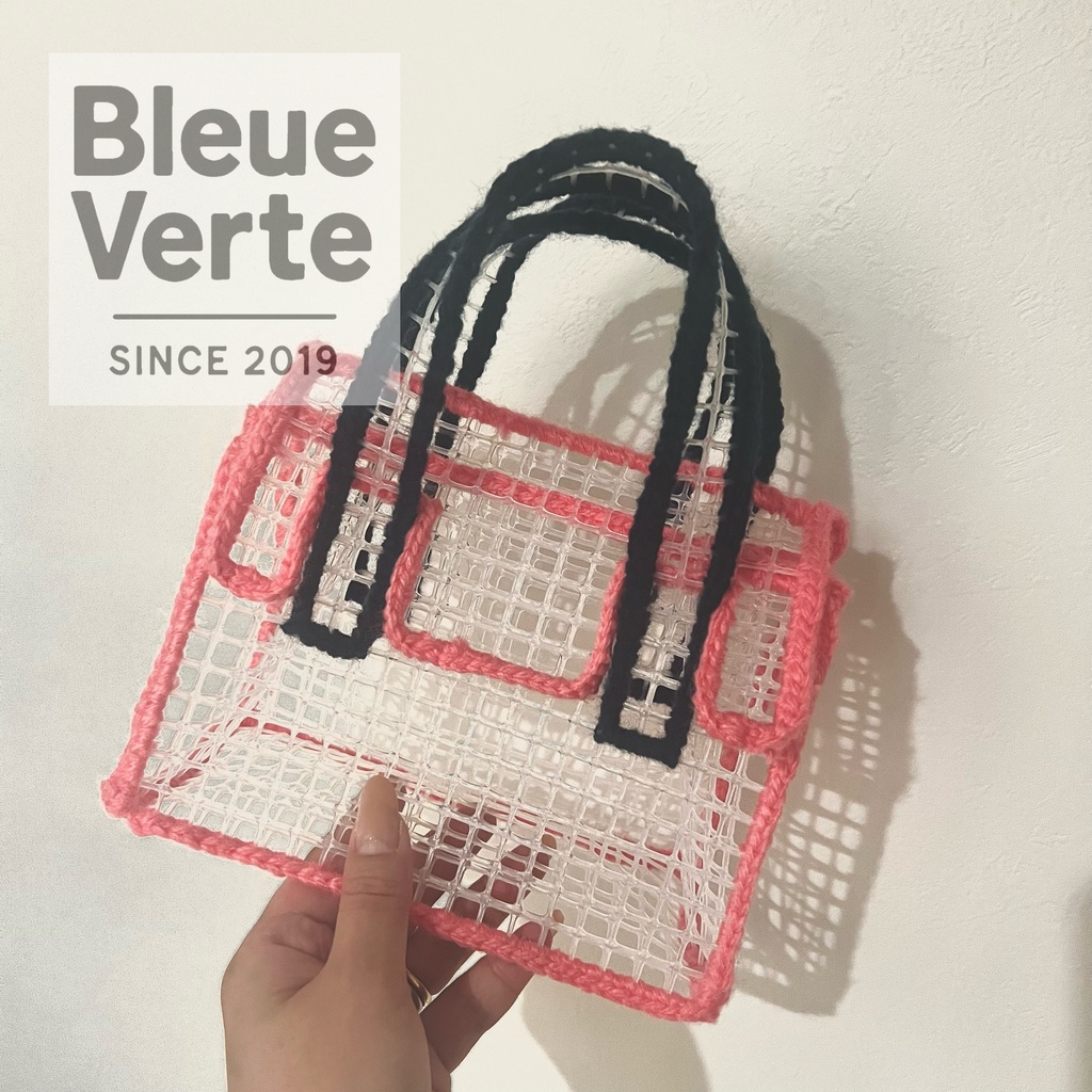 透け感がかわいい♡メッシュ×毛糸のカラフルミニトート