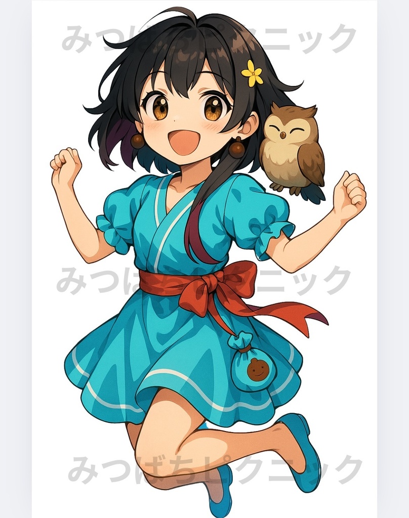 Kawaii Anime Girl Clipart Set | 夏 かりんちゃん 5ポーズ | 背景透過PNGセット | 300DPI | 商用利用OK | Printable Clipart