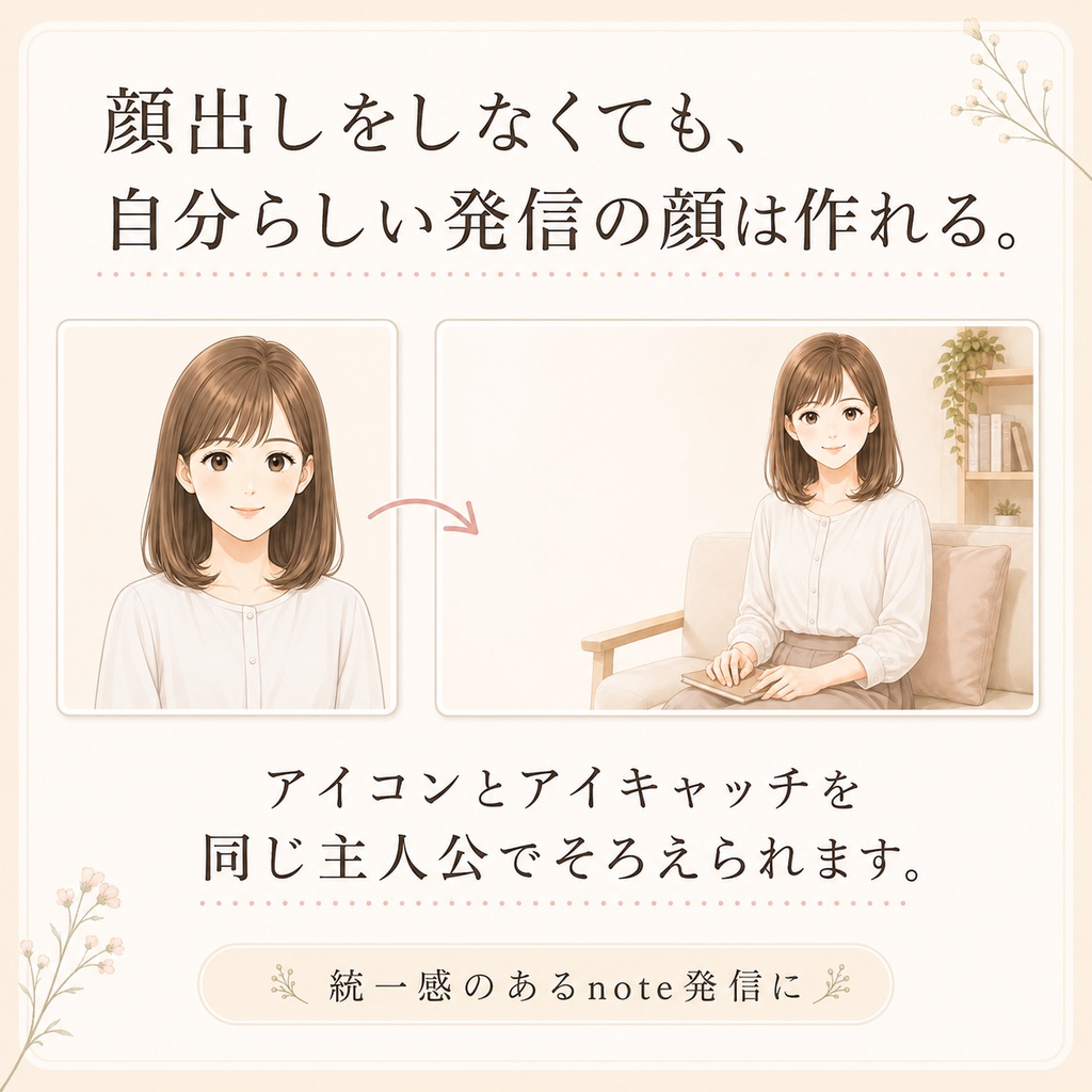 私らしく始める副業発信|女性向けnoteアイコン・アイキャッチ素材セット