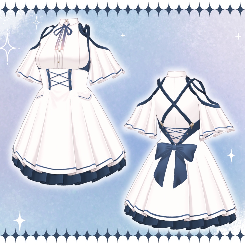 【VRoid正式版】ホワイトフリルワンピース white frill dress