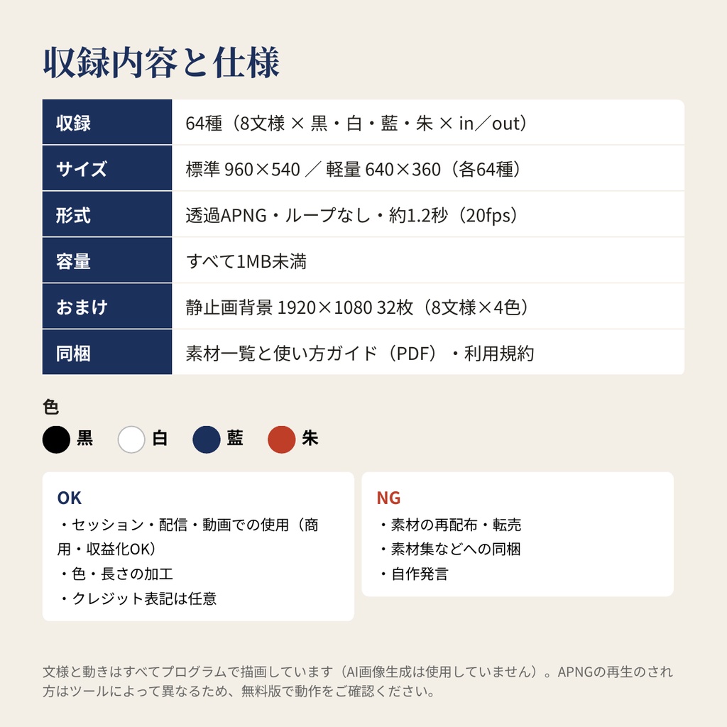 和柄のシーン切り替えAPNG 64種|8文様×4色・軽量版と背景つき【無料版あり】ココフォリア・TRPG