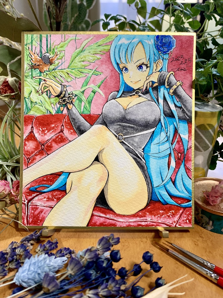 オリジナルイラスト色紙原画　『ヒメ』