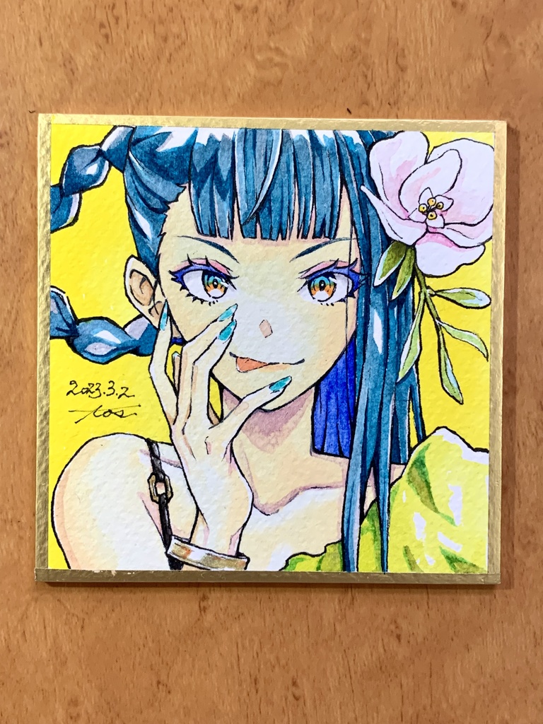 オリジナルイラスト色紙原画 『アッカンベ』