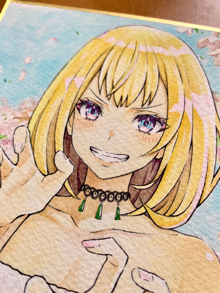 オリジナルイラスト色紙原画 『負け惜しみ〜』