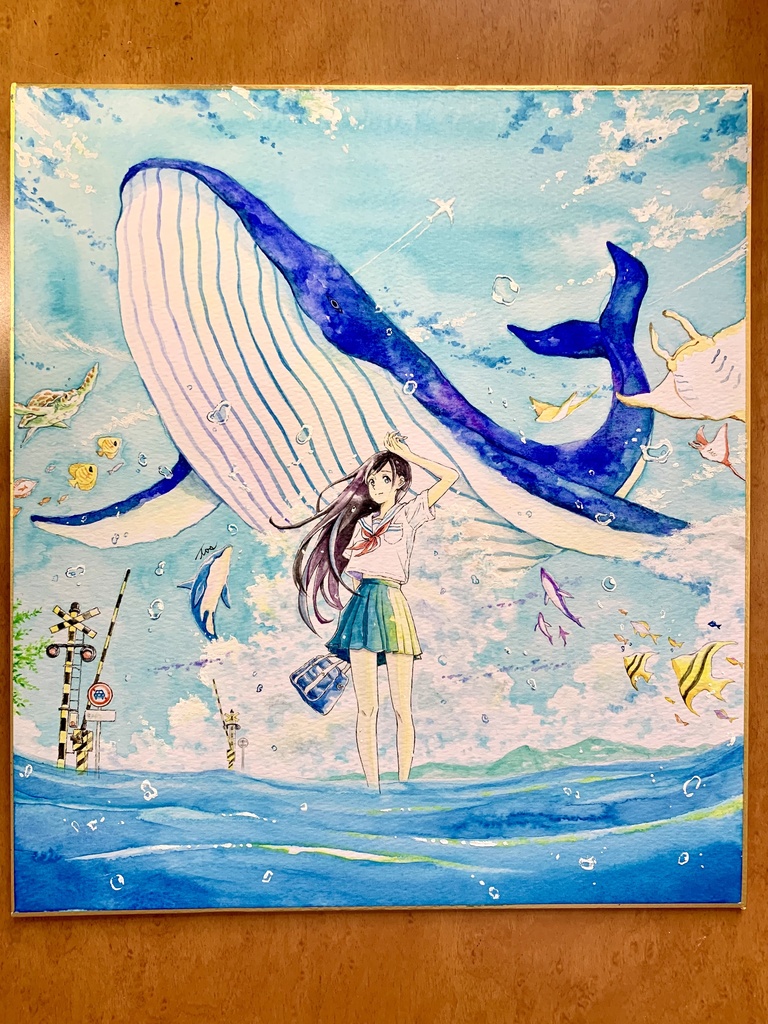 オリジナルイラスト色紙原画 『夏が爆発した!』