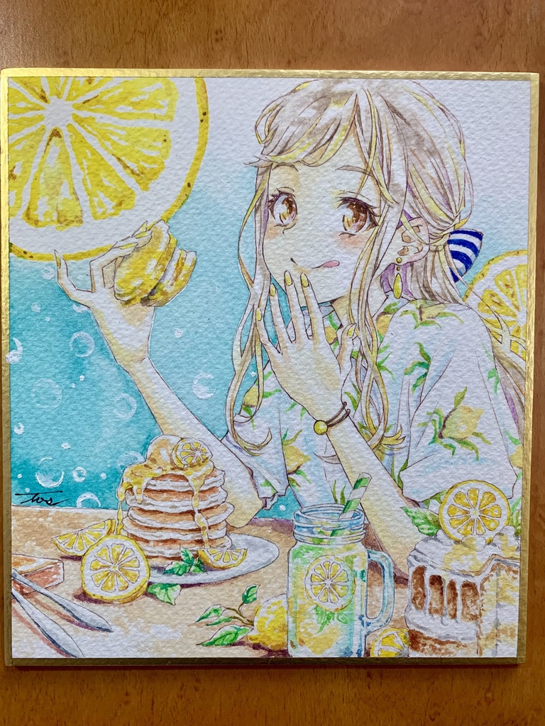 オリジナルイラスト色紙原画『Lemon』