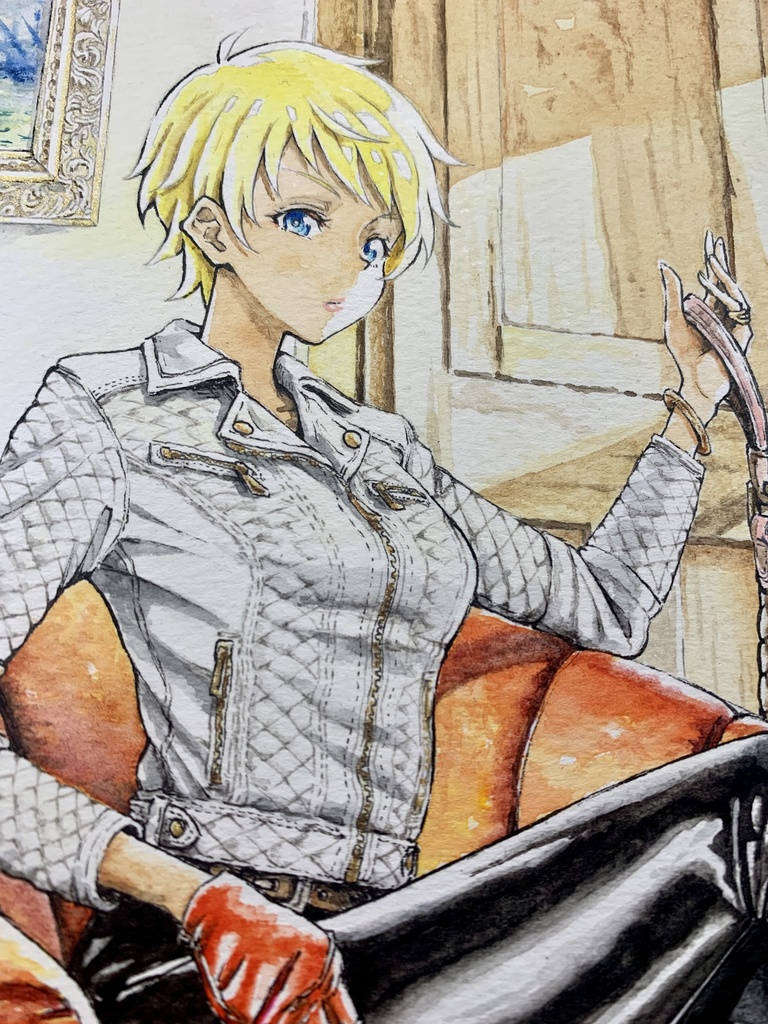 【R様専用】オリジナルイラスト色紙原画『meet up』