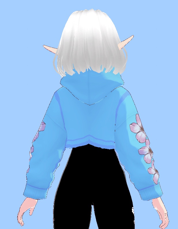 Blue Long Sleeve Flower Hoodie