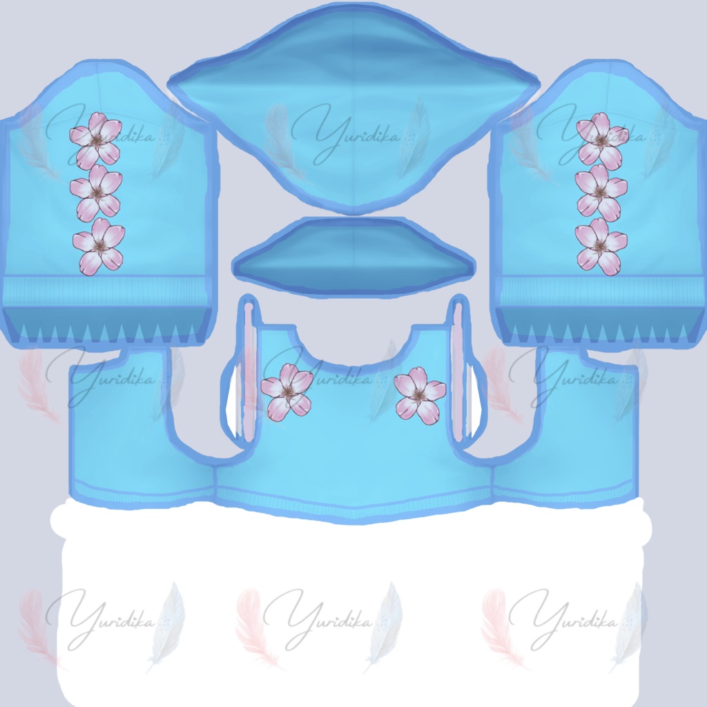 Blue Long Sleeve Flower Hoodie