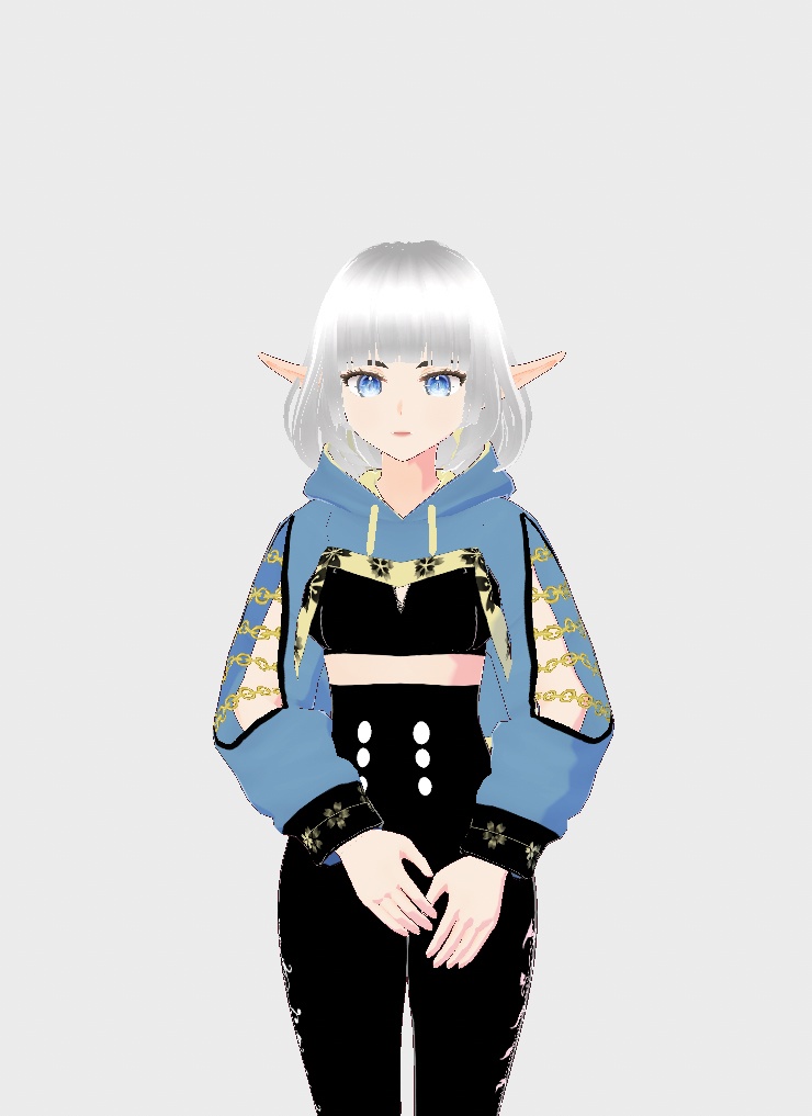 Blue-Gold Short Hoodie