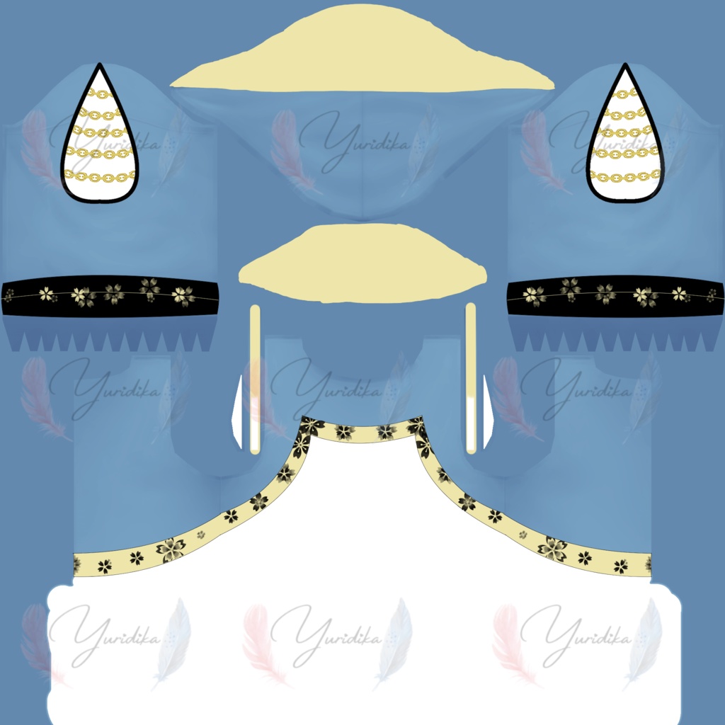 Blue-Gold Short Hoodie