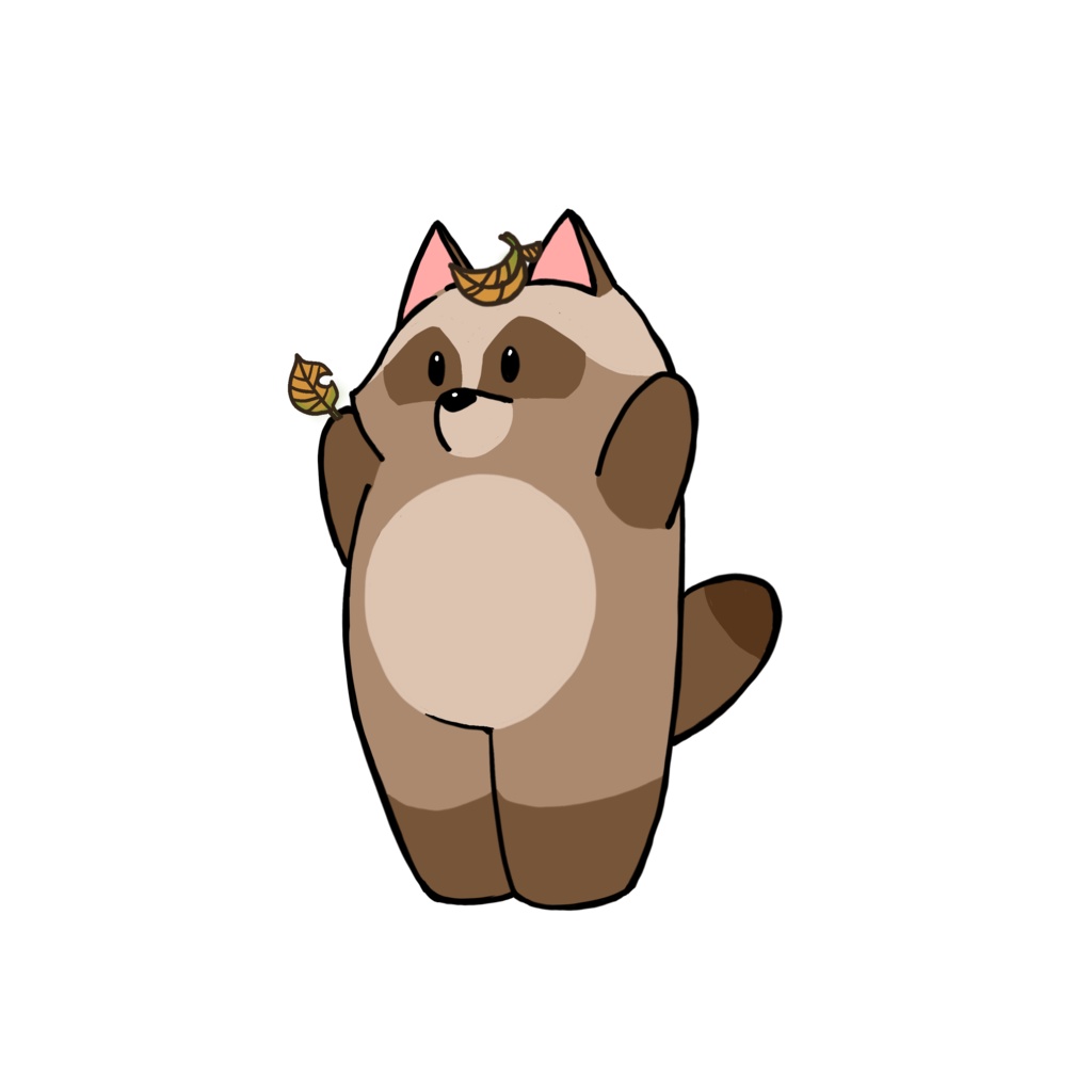 【無料】動物イラスト素材 / たぬき （枯葉差分付き）