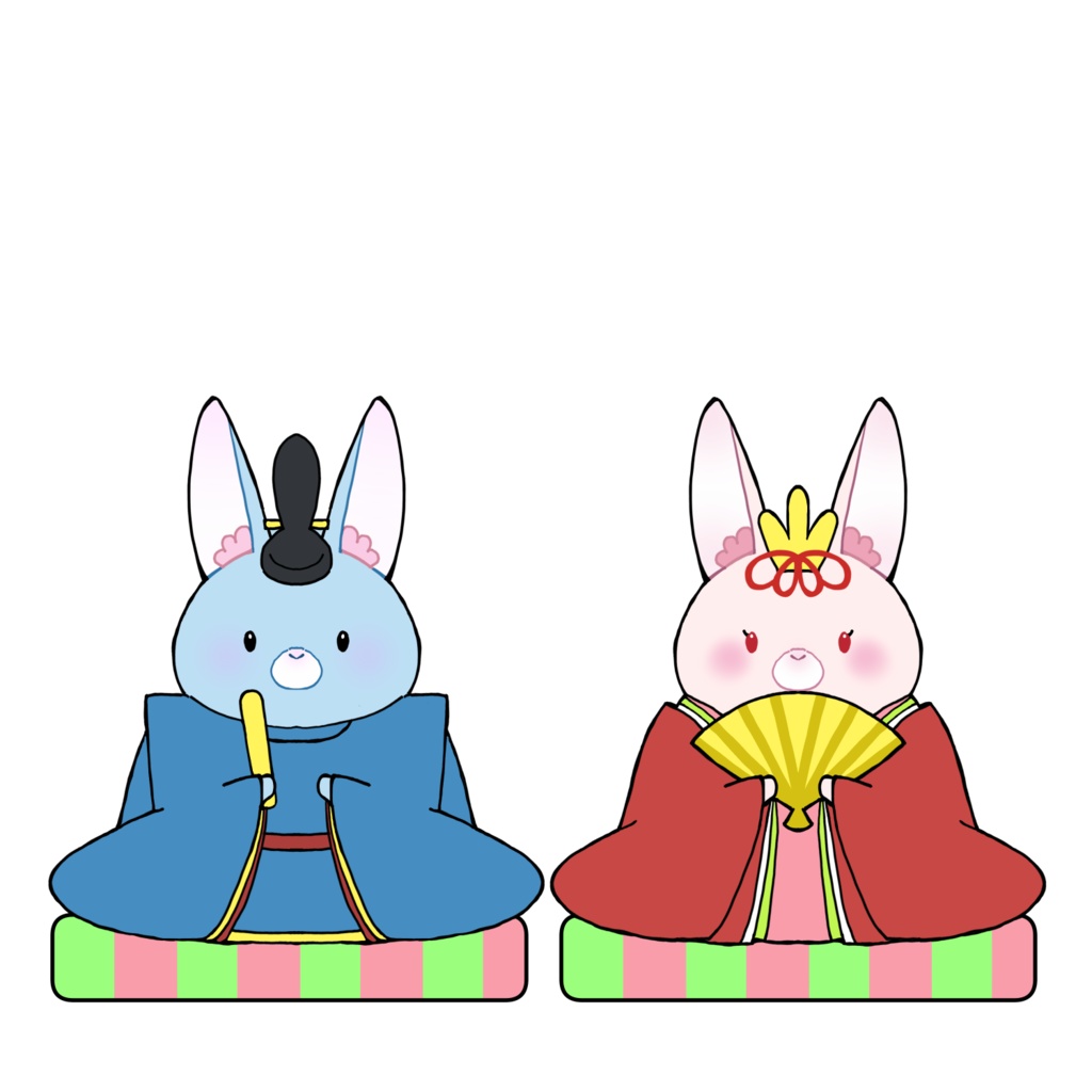【無料】うさぎのひな祭り/動物イラスト素材（台座差分付き）