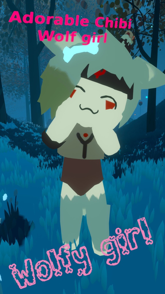 Wolfy Girl Chibi ウルフガールちび For VRCHAT (Quest compatible Avatar)